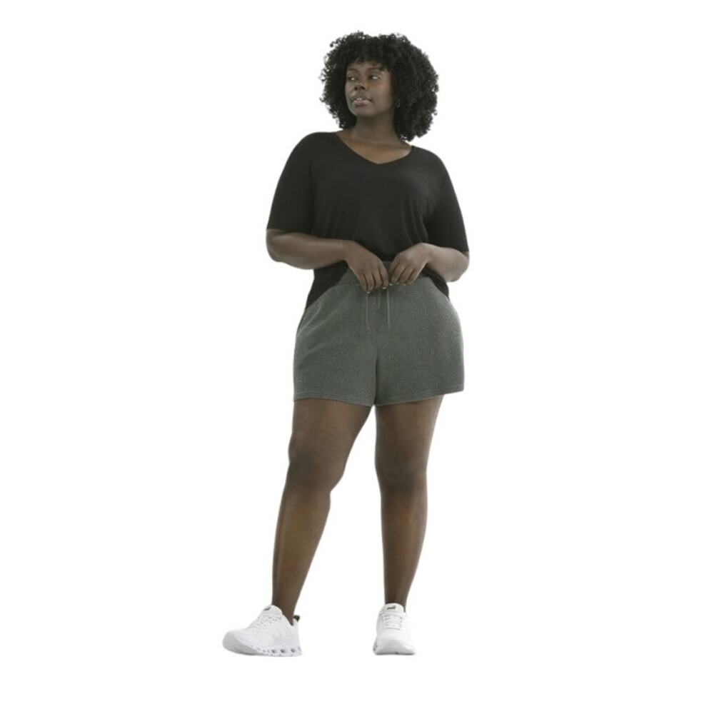 Terra & Sky Women's Plus Waffle Shorts,‎ Size 4X Dark Aloe NEW
